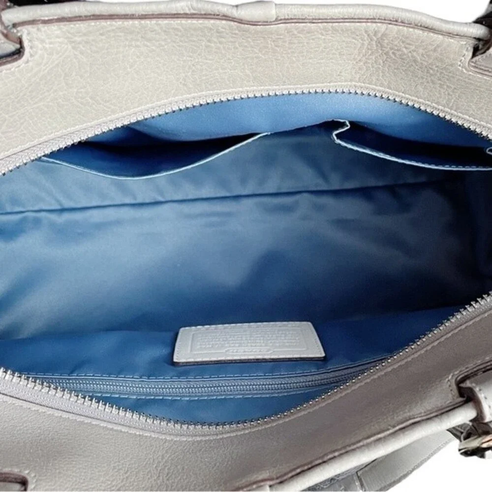 Coach Chelsea Inlaid Leather Charlie Tote Patchwork Gray Silver Blue Lining NEW